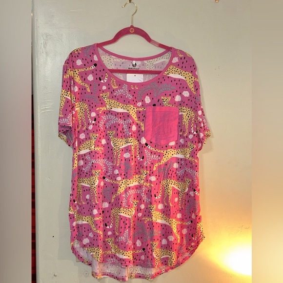 NWTS Pink Leopard Party Matching Pajama Set made by MarleyLilly. Women’s size XL - Picture 3 of 10